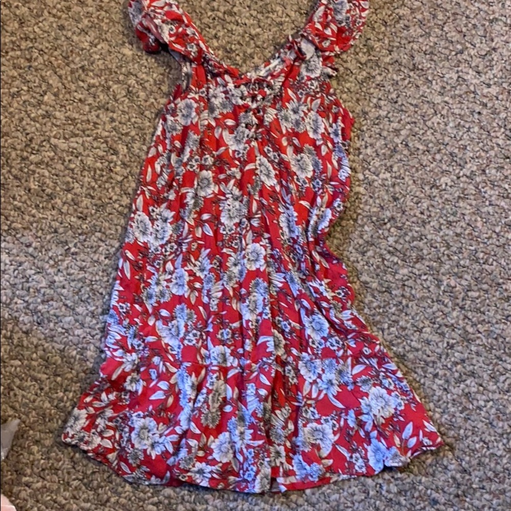 Red/pink with white flowers dress